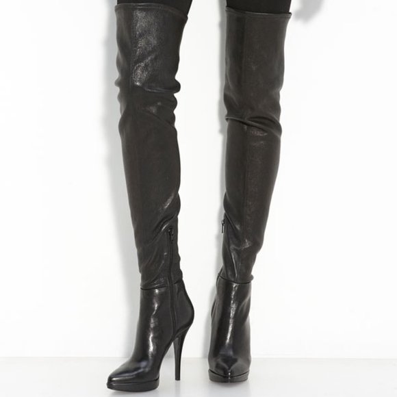 Vera Wang Lavender Label Shoes - Vera Wang Lavender Olivia Stretch Leather Thigh High Boots. Made in Italy